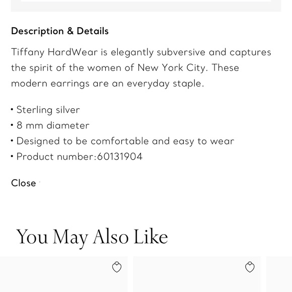 NWT 8MM Tiffany Sterling Silver Earrings - Picture 2 of 4